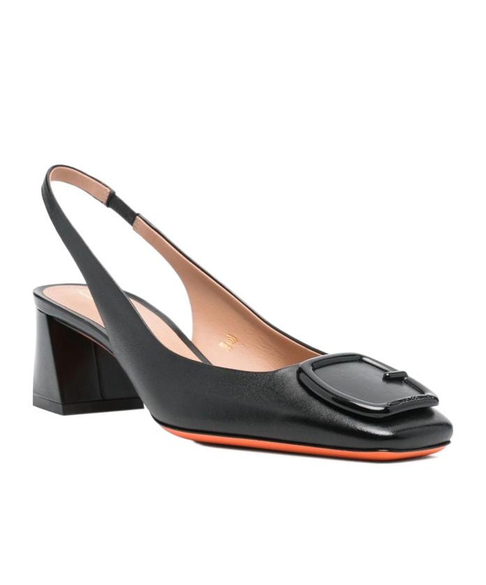 Santoni Slingback High Heel Sandals In Black