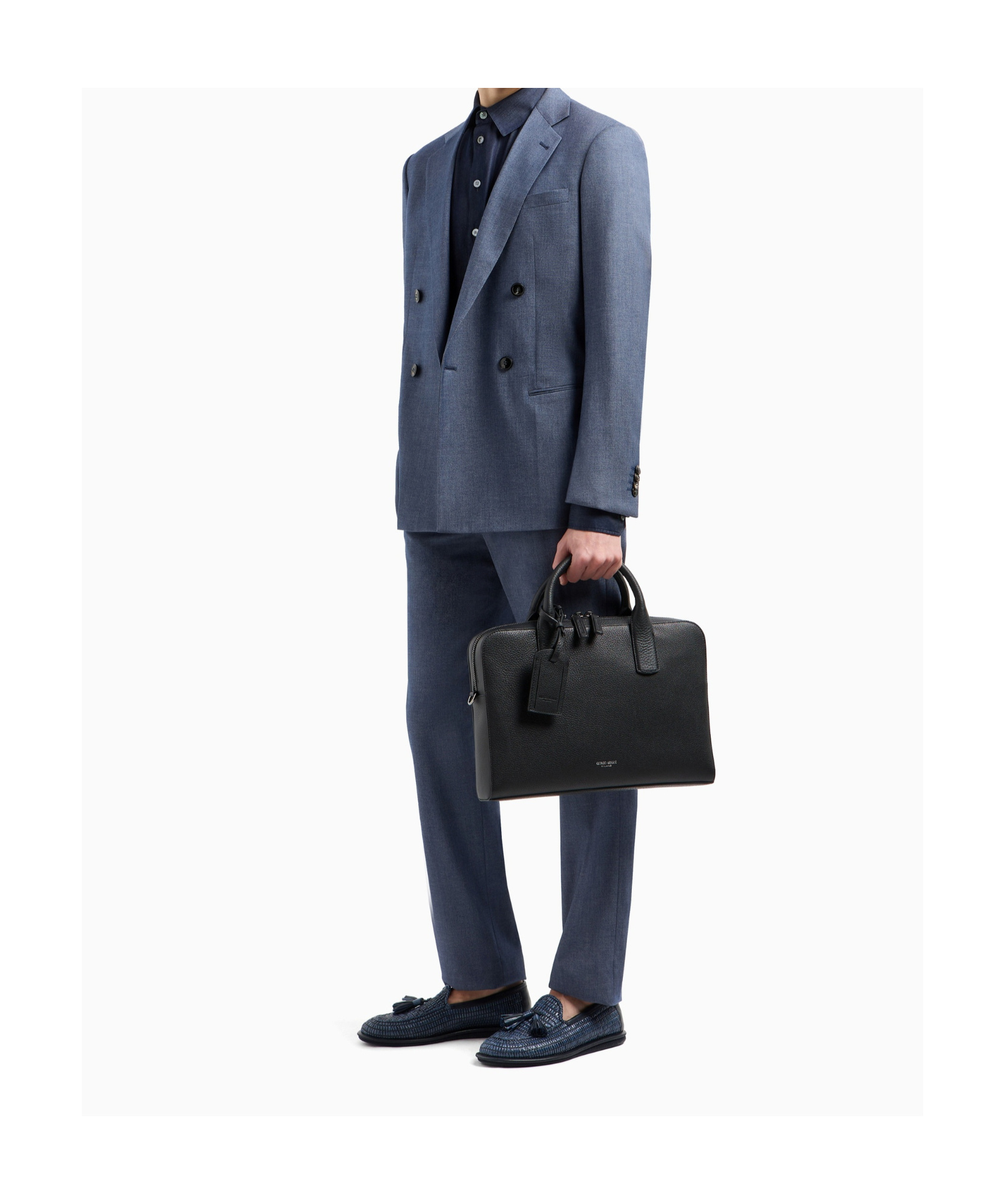 Giorgio Armani Logo-stamp Leather Laptop Bag