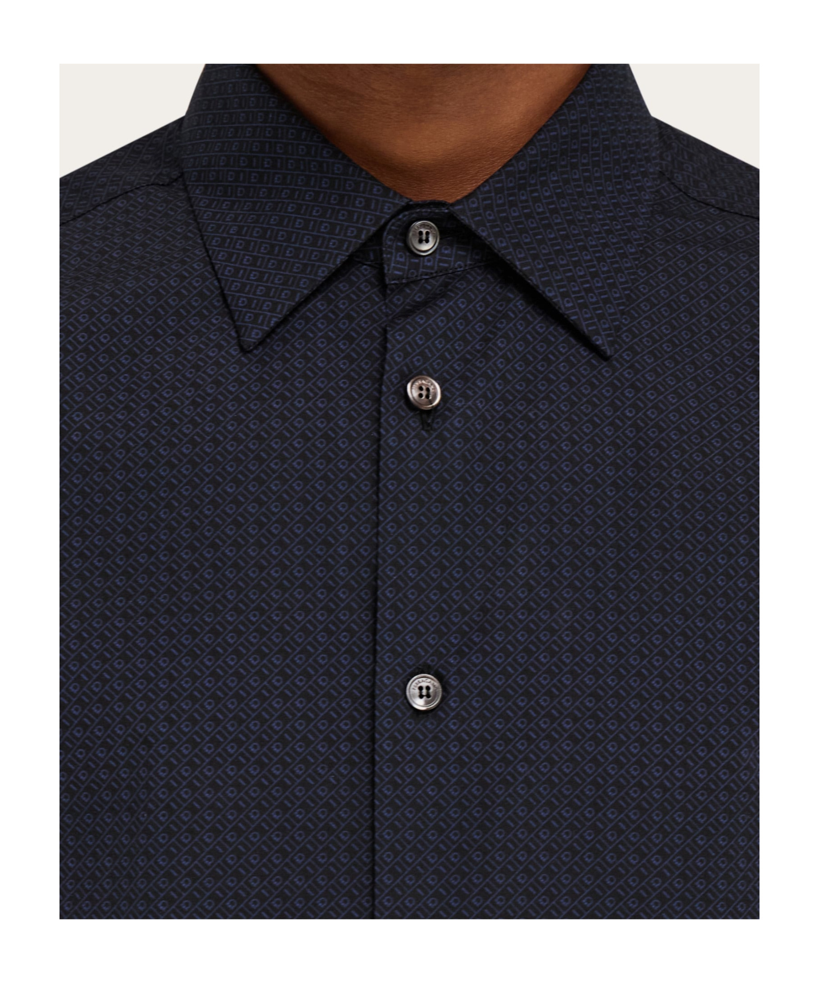 Ferragamo Textured-finish Shirt In Black/new Navy Blue