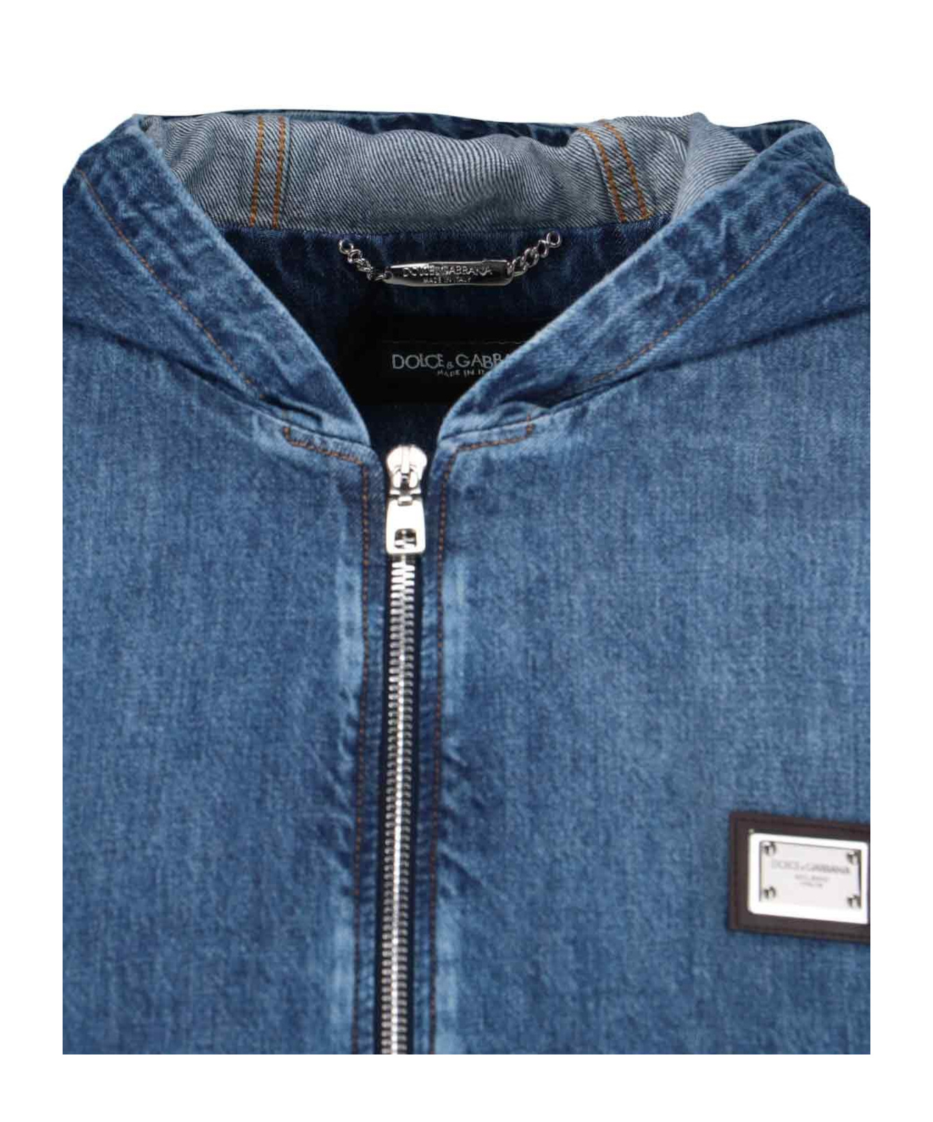 Dolce & Gabbana Jacket Hooded Front Pockets In Blue