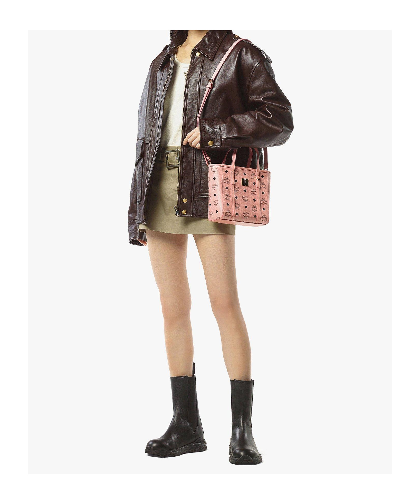 Mcm Toni Visetos Leather Shopper Shoulder Bag