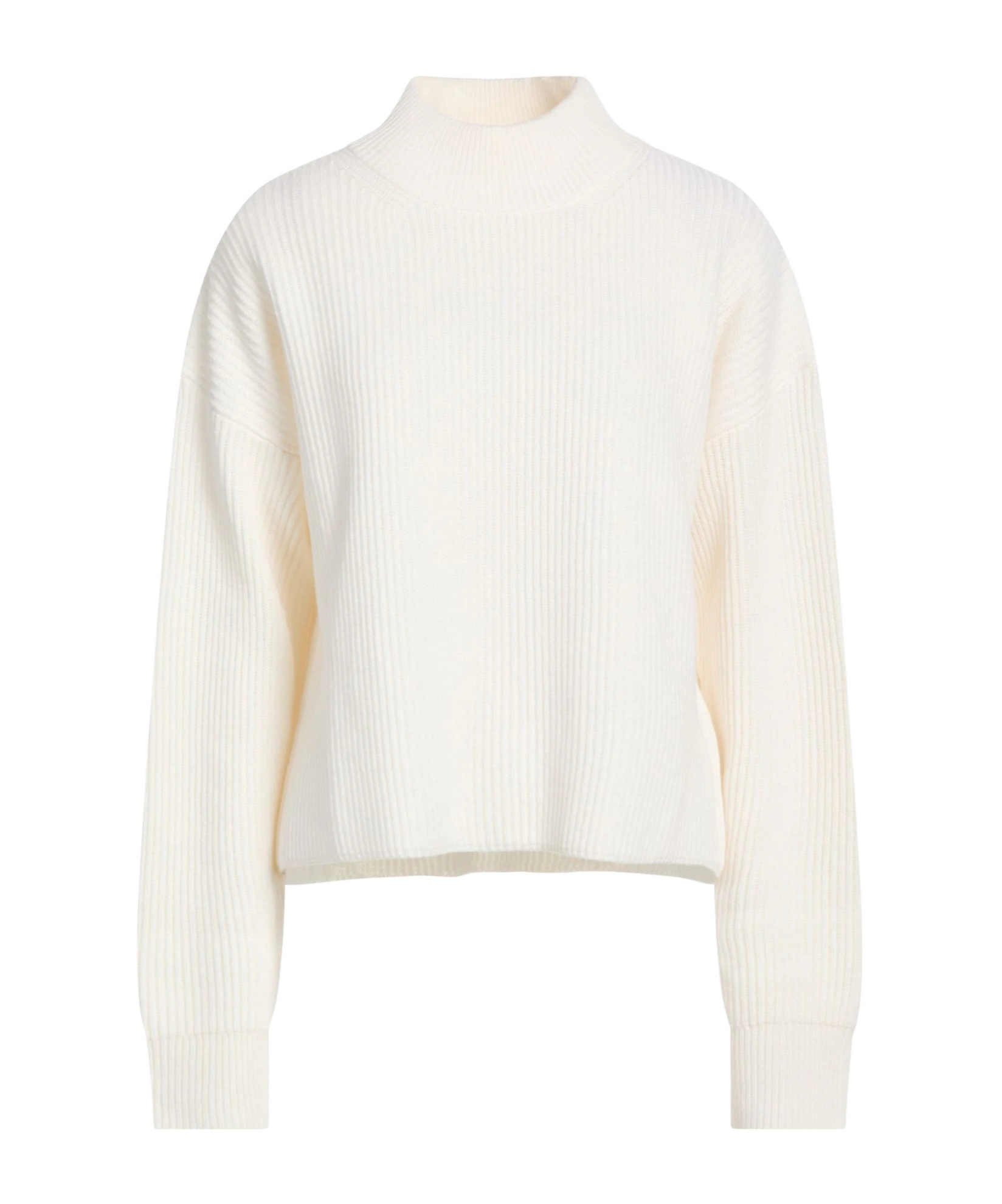 Max Mara Mock-neck Ribbed Knit Sweater In White