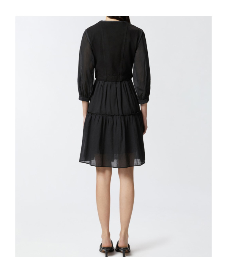 Pinko Two-piece Effect Mini Dress With Soft Skirt In Black