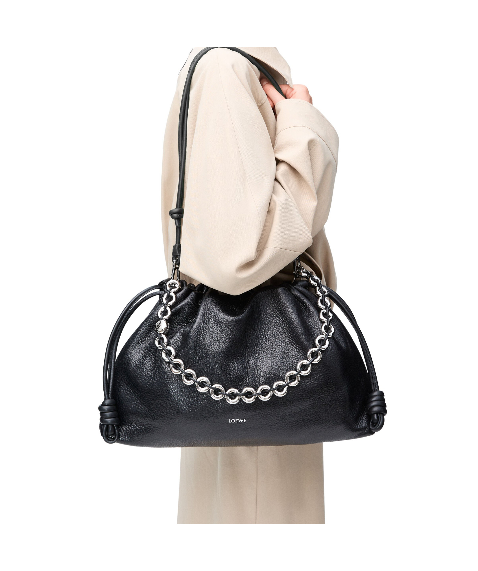 Shop Loewe Large Flamenco Purse In Deerskin In Black