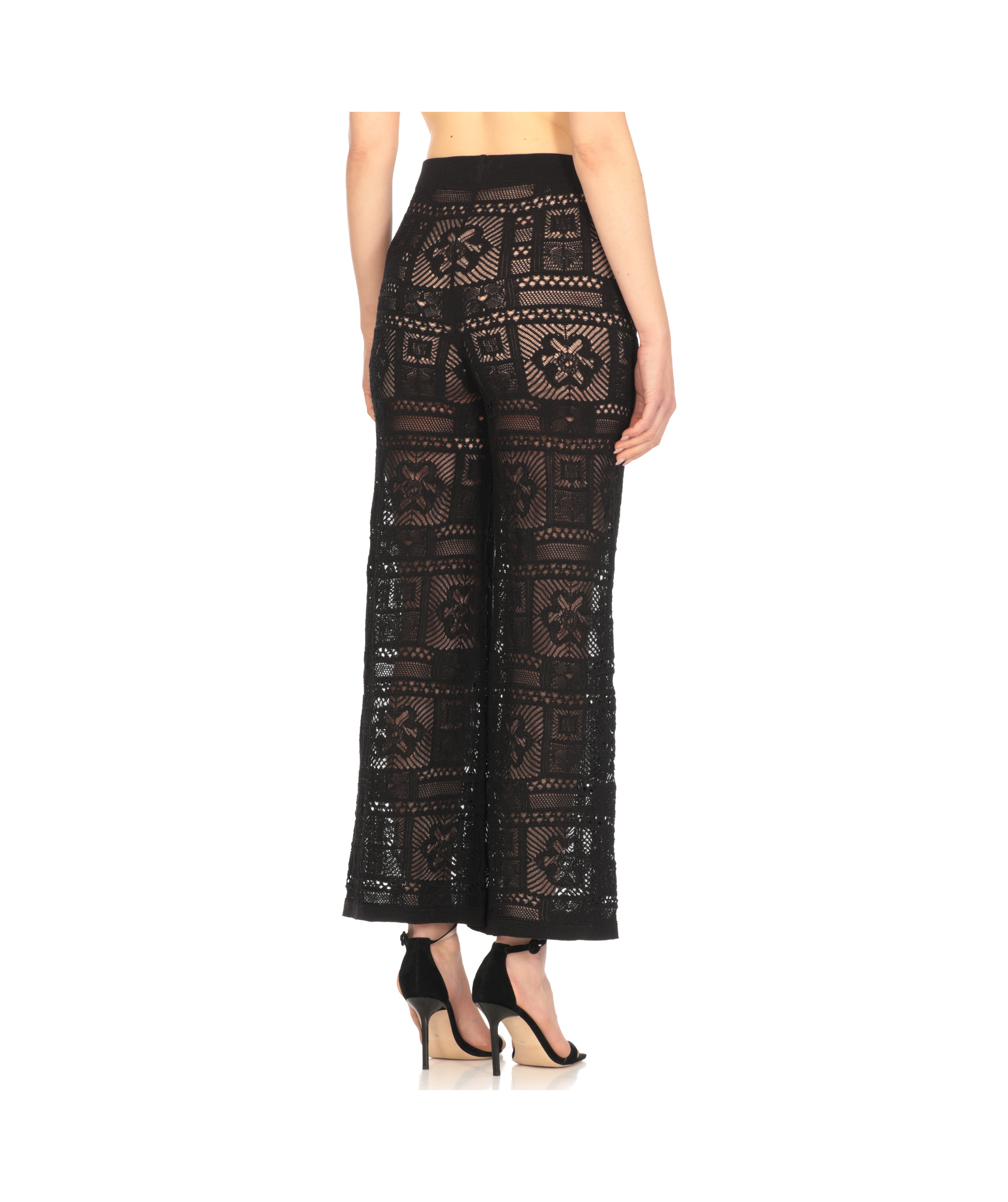 D Exterior D.exterior Crochet Wide Leg Pants In Black