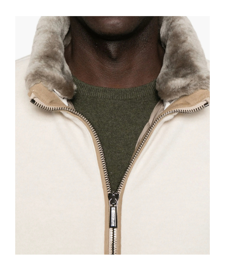 Moorer Long-sleeved Stand-up Collar Jacket In White