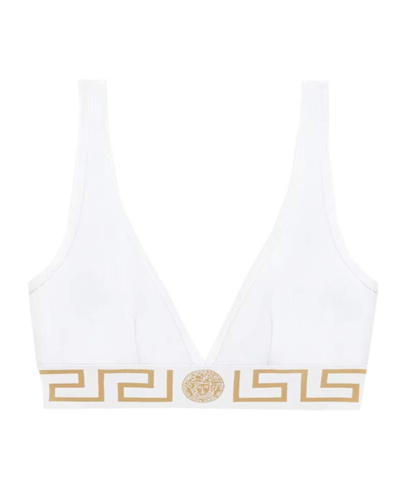 Versace Cotton Topeka Underwire Free Bra With Golden-effect Monogram In White