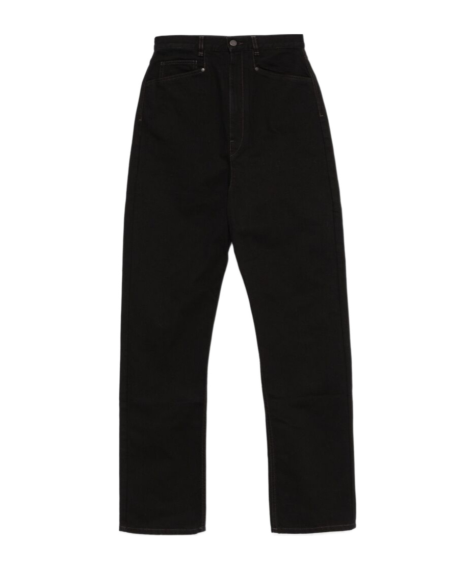 Lemaire High-rise Waist Straight Leg Trousers In Black