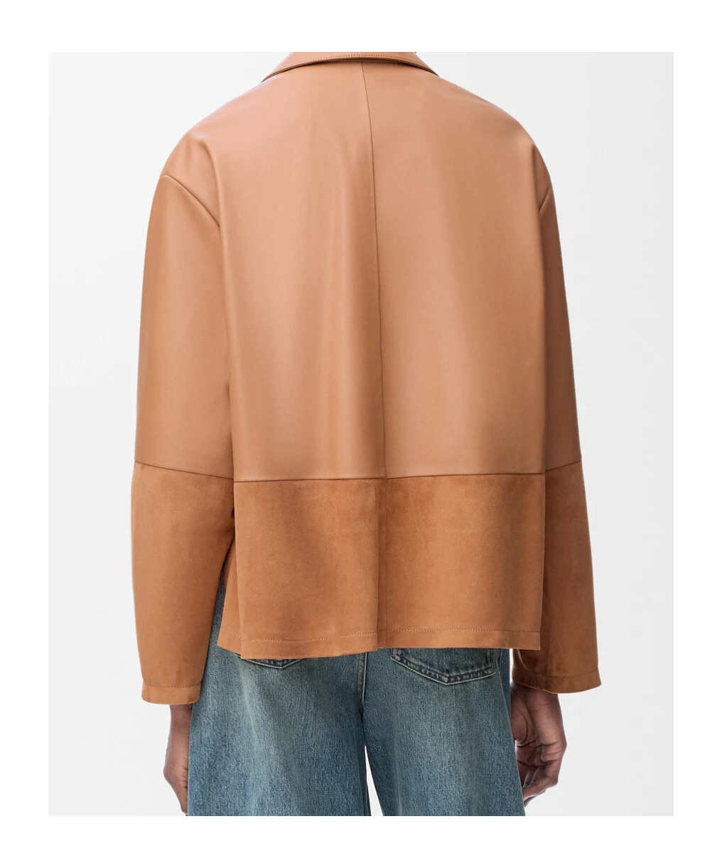 Loewe Leather Suede Shirt Jacket Long Sleeves In Brown