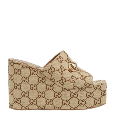 Shop Gucci Women's Wedge Sandal With Horsebit In Nude