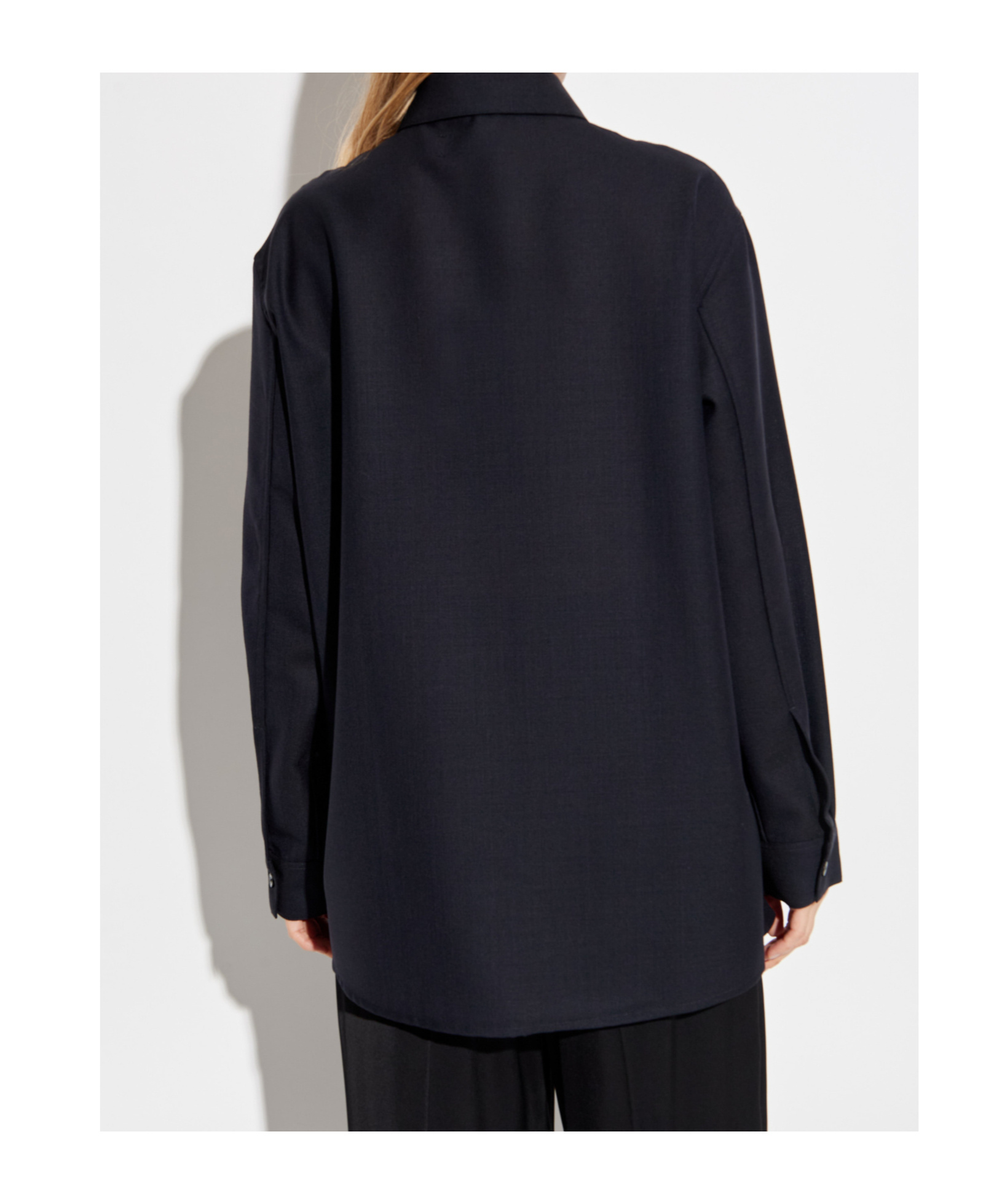 Studio Nicholson Pinole Wool Polo Top In Black