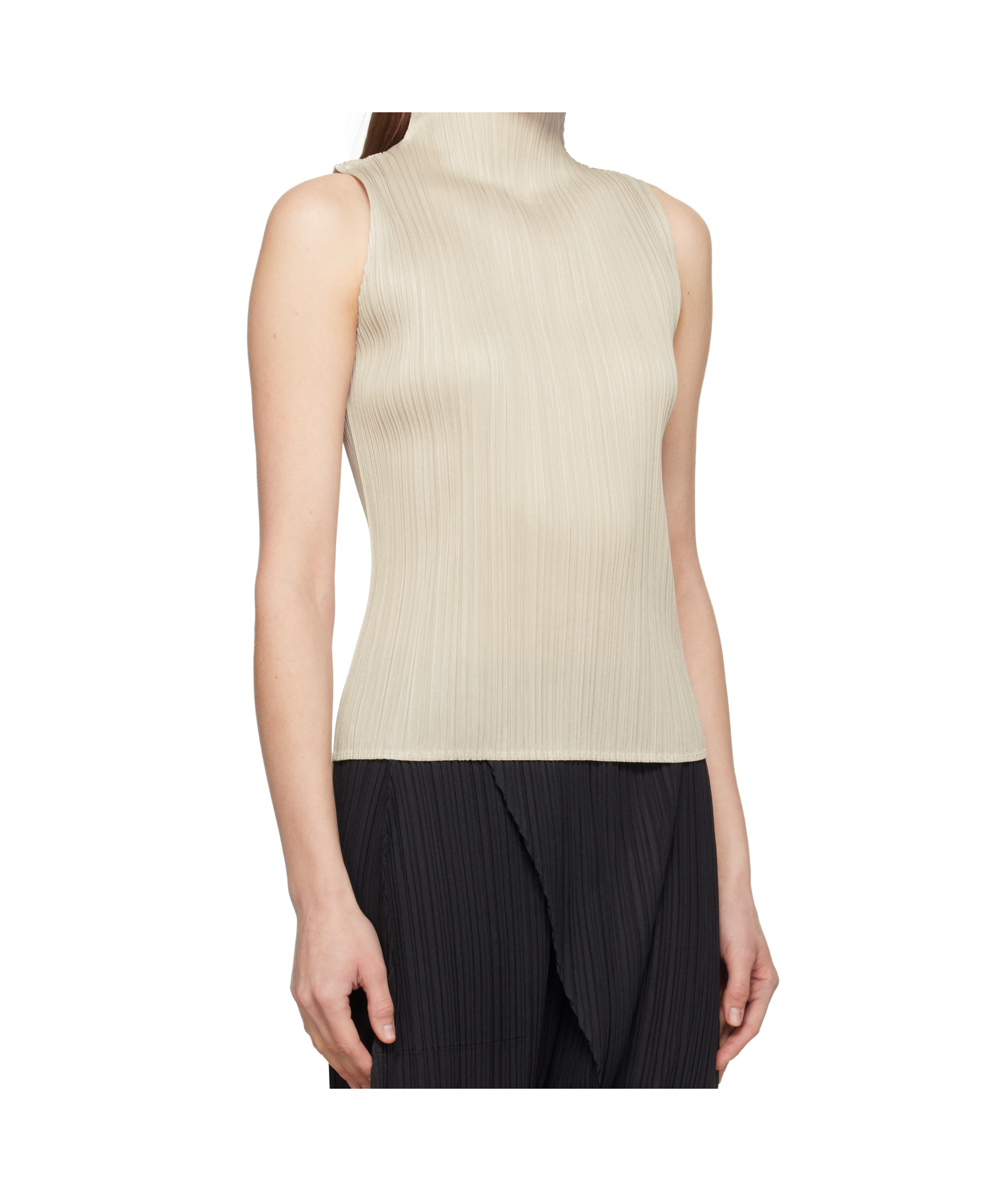 Shop Issey Miyake Sleeveless Tops In Nude