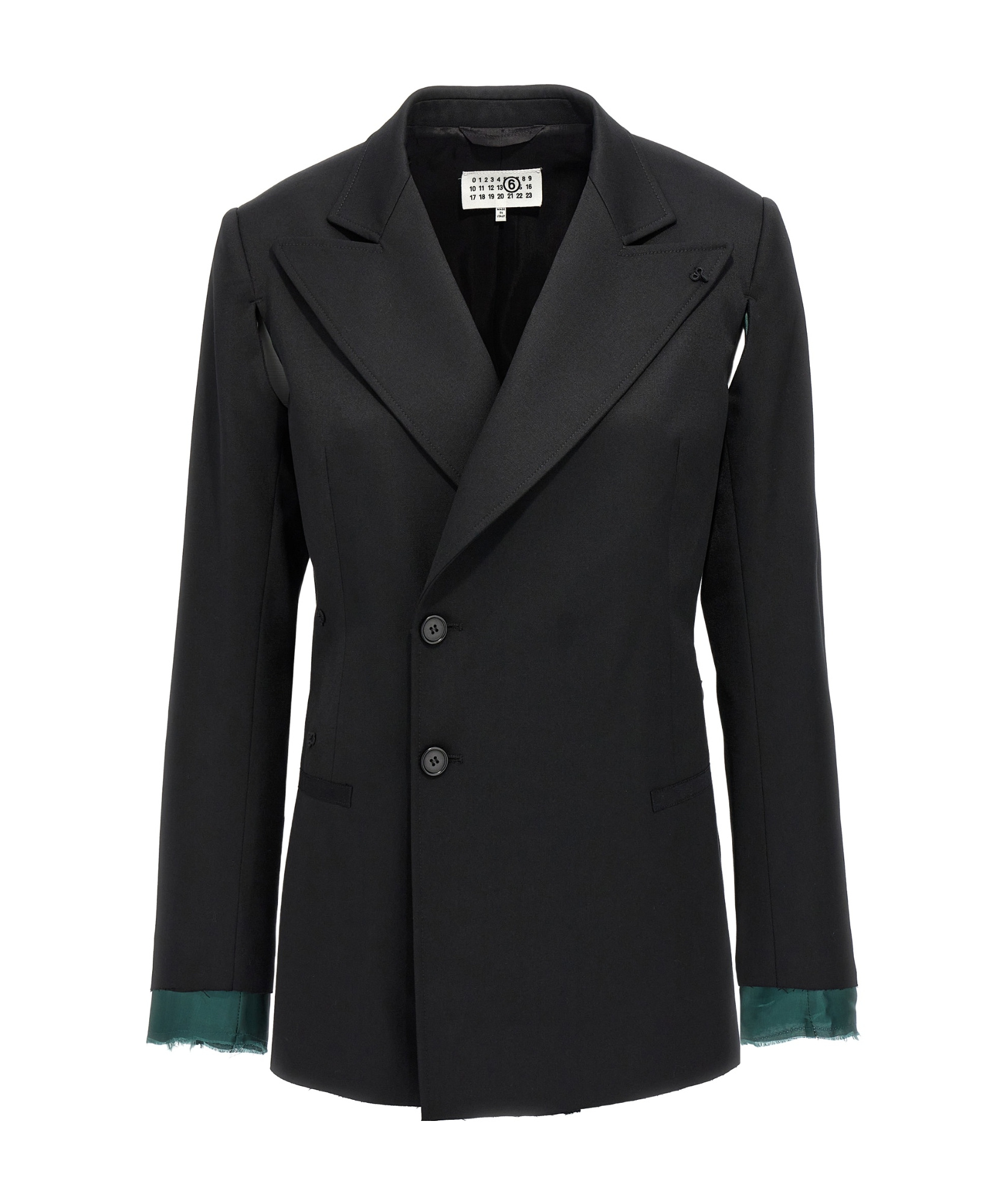 Shop Mm6 Maison Margiela Long-sleeved Suit Coat In Black