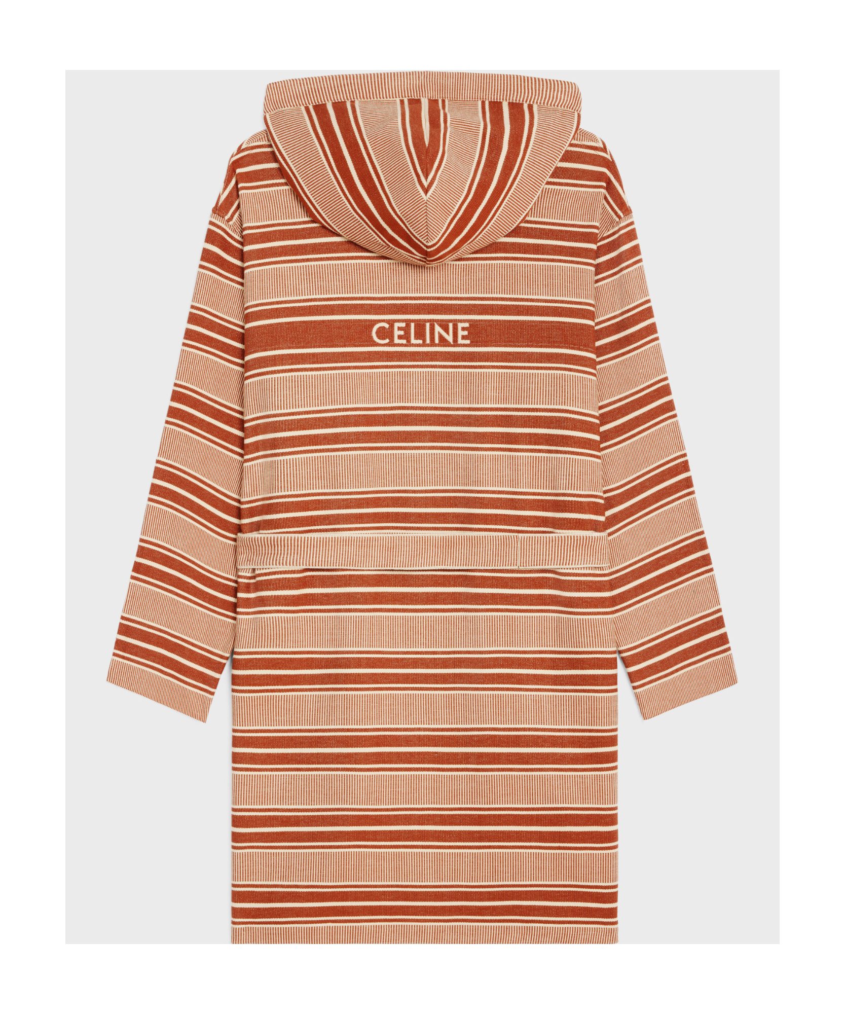 Celine Striped Tweed Bathrobe In Nude