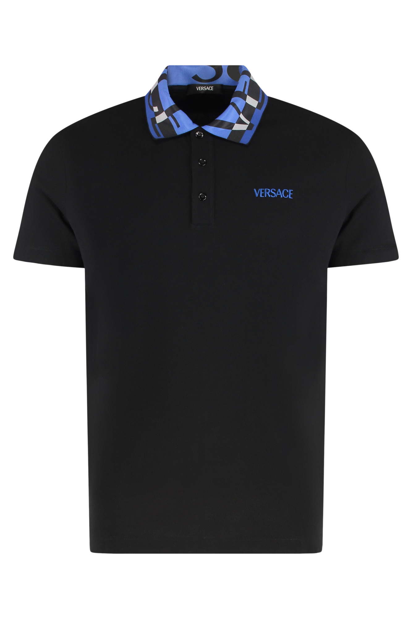 Versace Short-sleeved Polo Shirt In Black