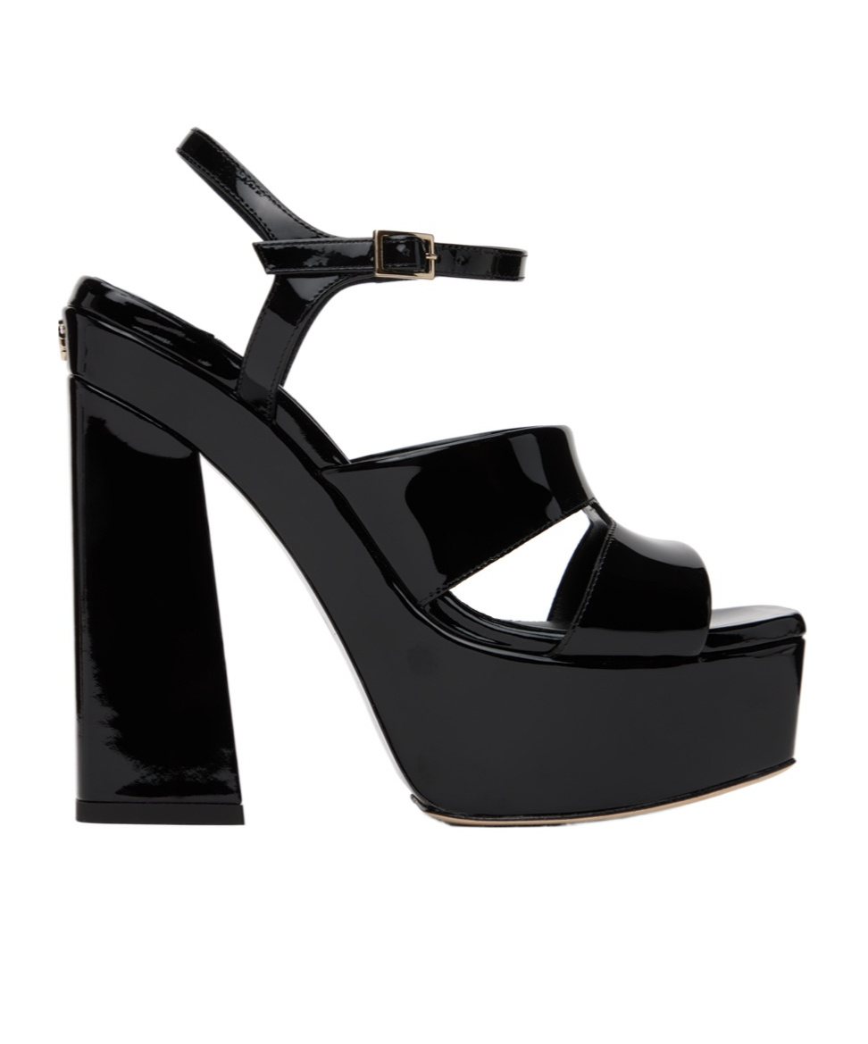 Jimmy Choo Square-headed High-heeled Sandals In Black