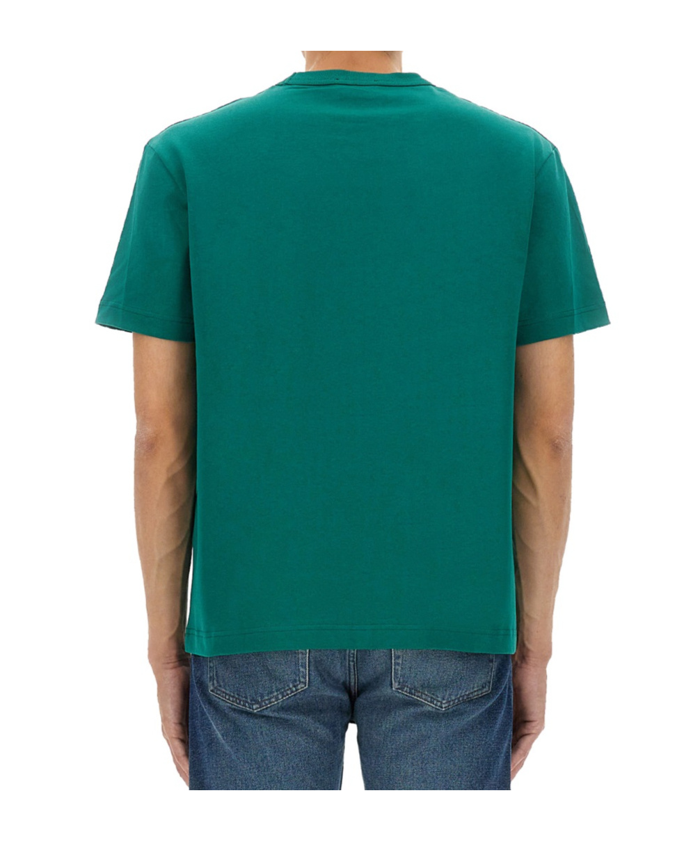 Apc A.p.c. Flocked Logo Crewneck T-shirt In Green