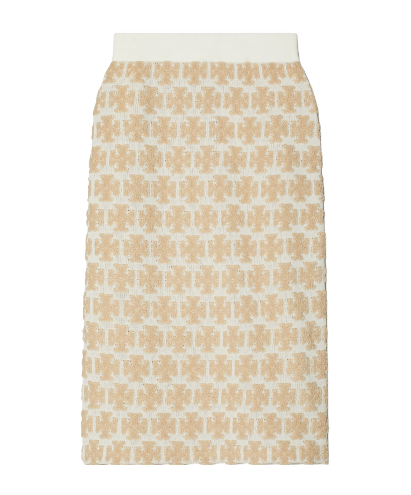 Tory Burch Double T Boucl� Midi Skirt In Neutral