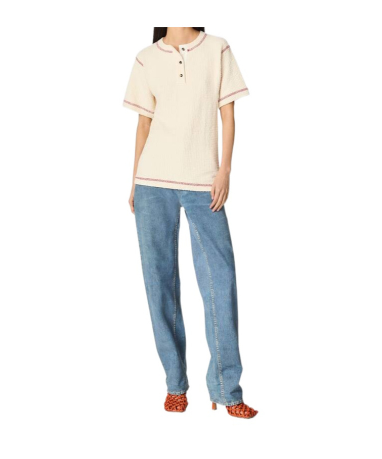 Bottega Veneta Baumwoll-t-shirt Mit Wabenmuster In Chalk Color