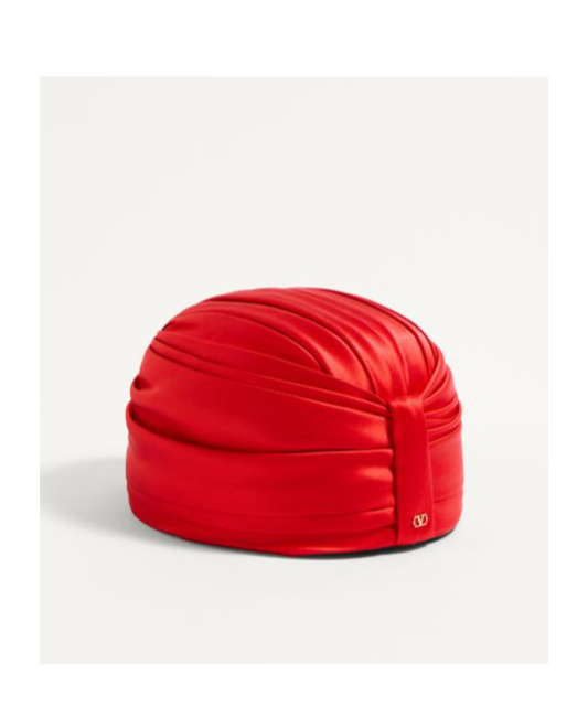 Valentino Women's Red Silk Turban In Bright Orange/gold