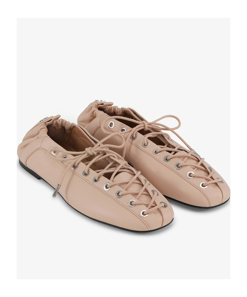 Ganni Beige Lace-up Ballerinas