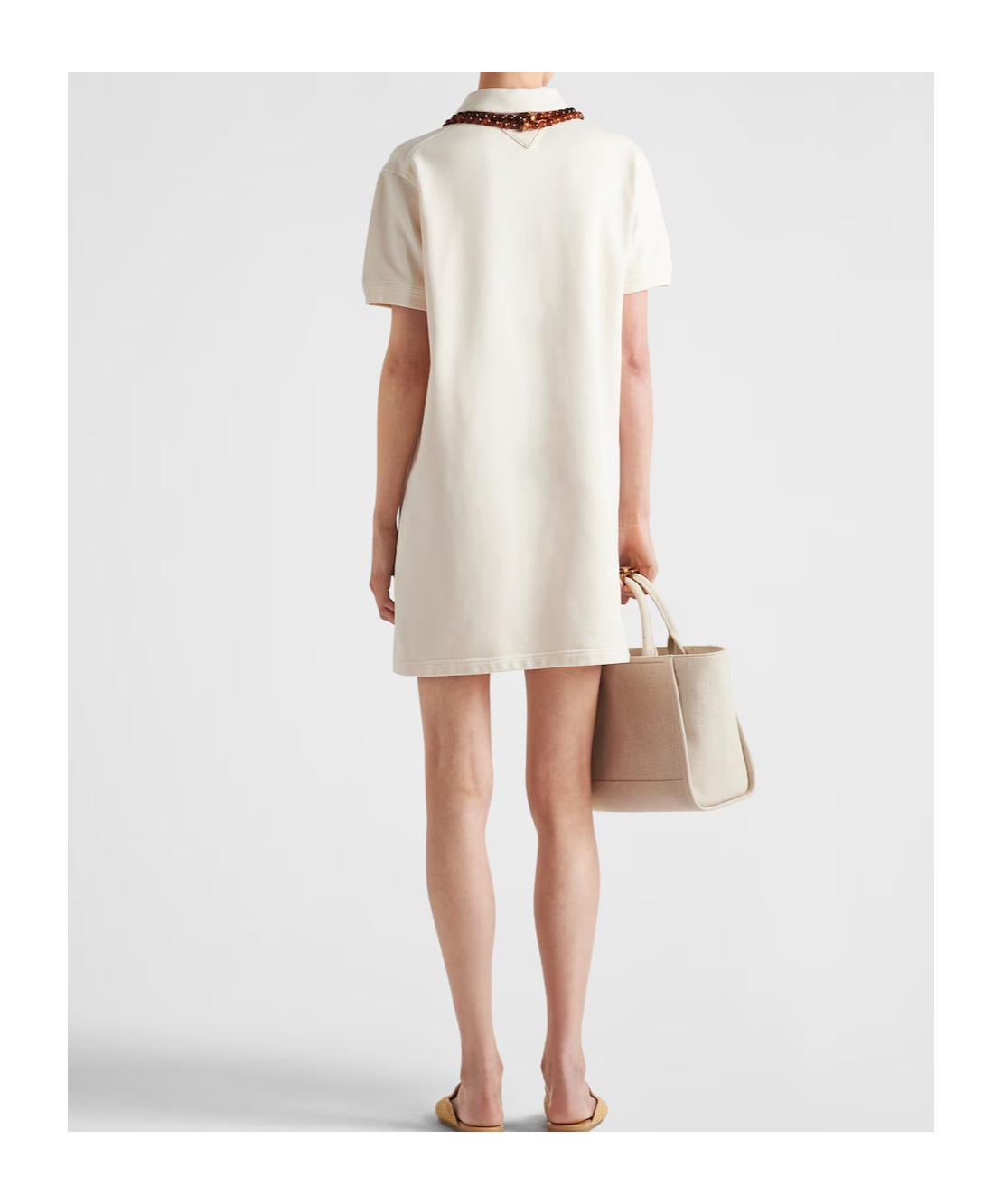 Prada Logo Detail Dress In Nude