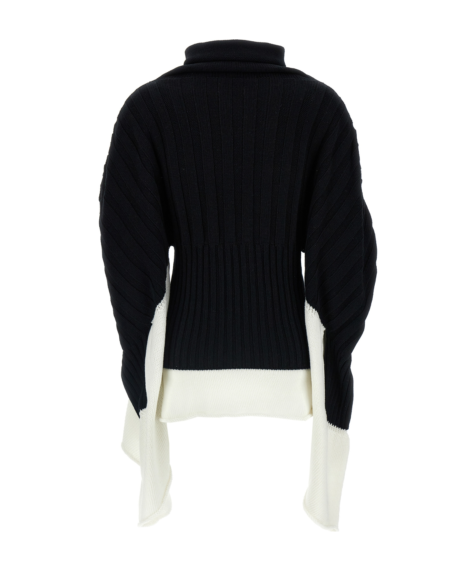 Shop Issey Miyake Asymmetric Ribbed Turtleneck Jumper In Black