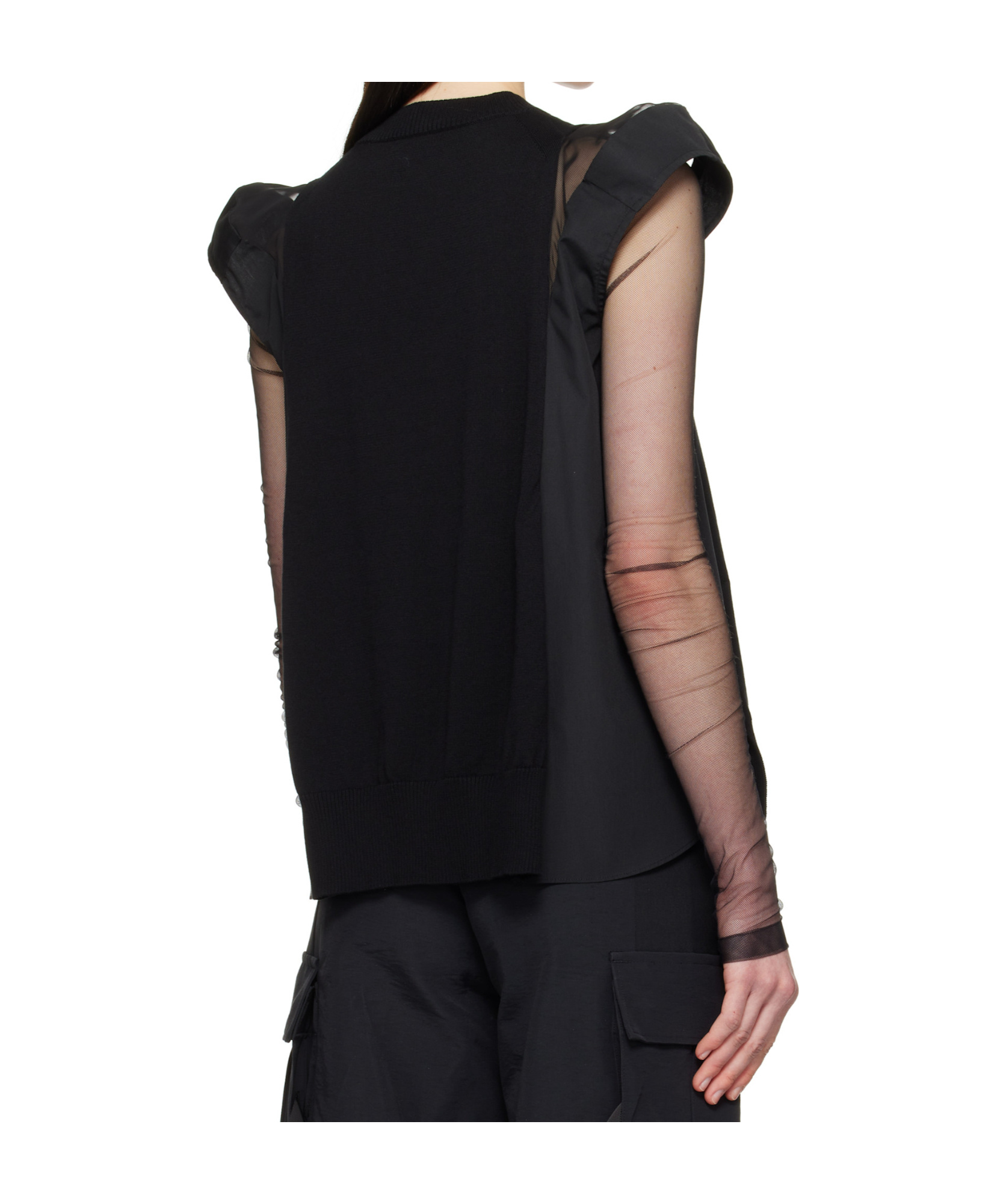 Shop Sacai Cotton Top In Black