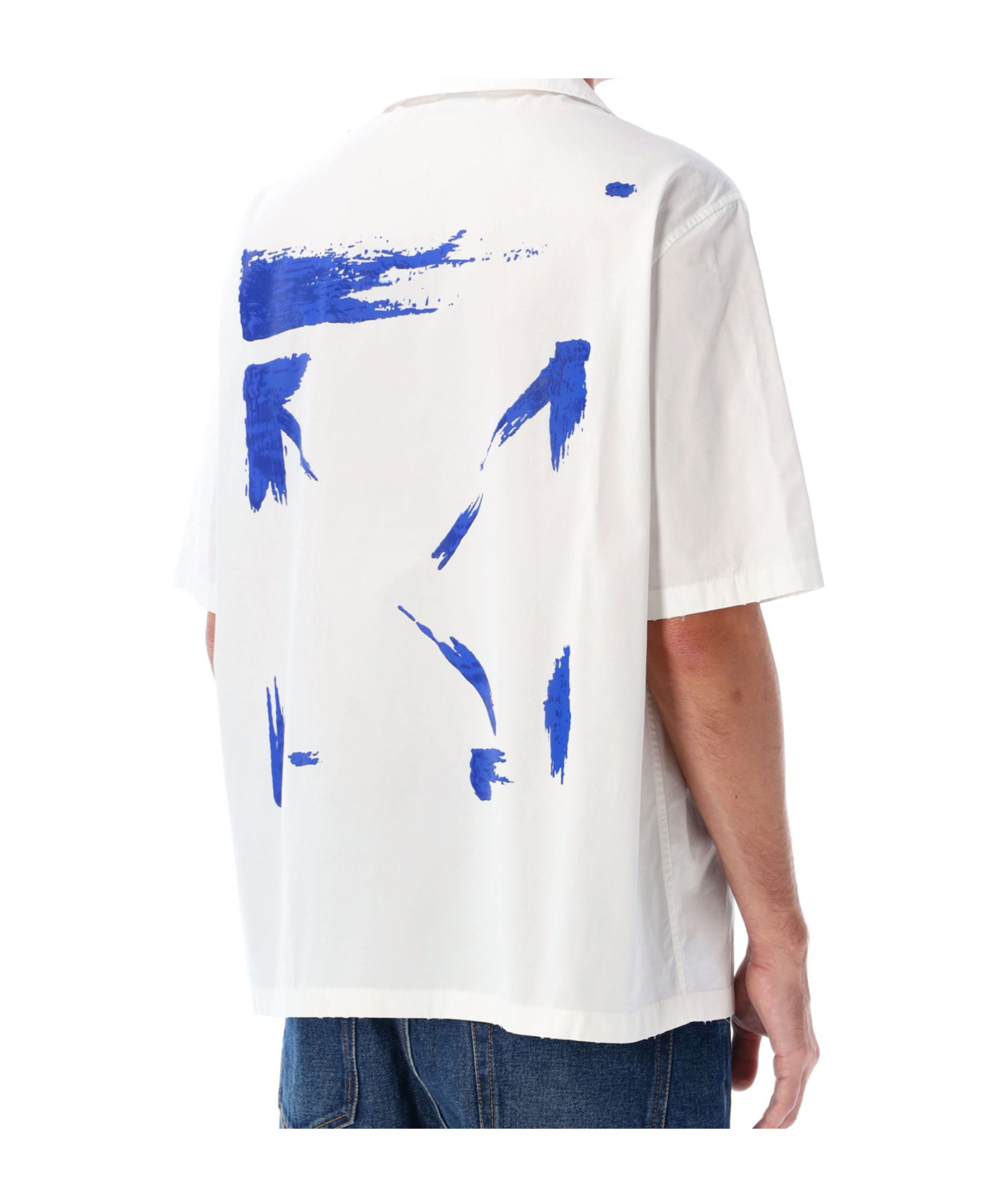 Off-white Brush Arrow Poplin Bowling Shirt With Embroidered Logo In White