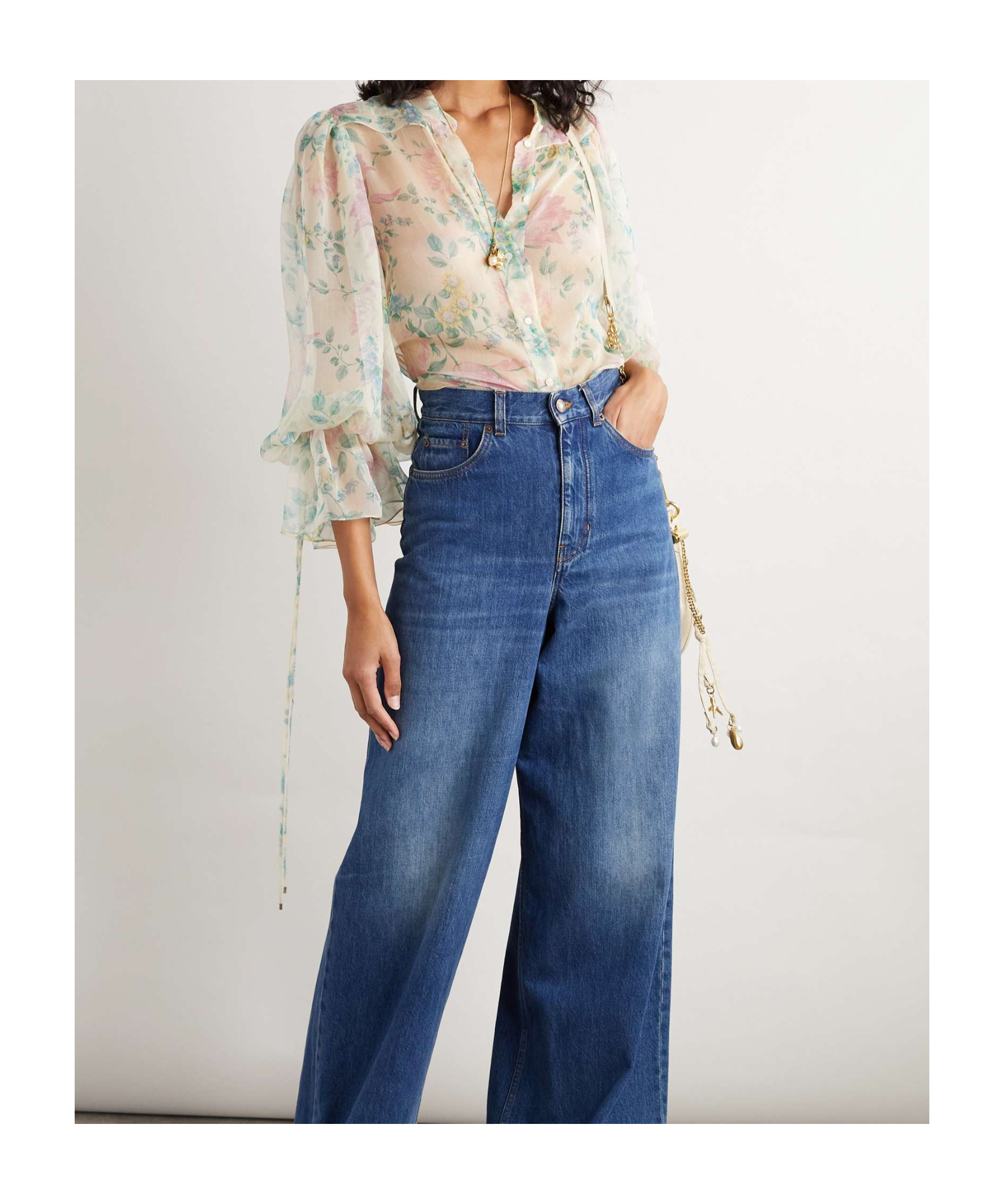 Shop Chloé Printed Blouse In Nude