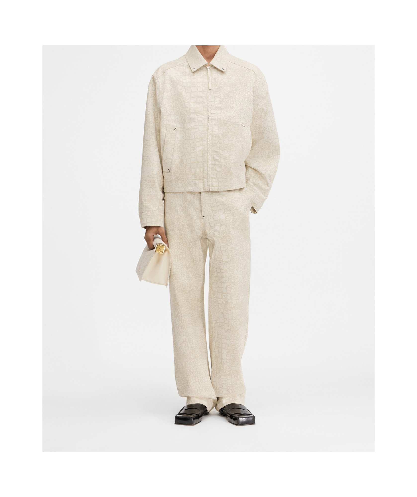 Jacquemus Long-sleeved Denim Jacket In Nude