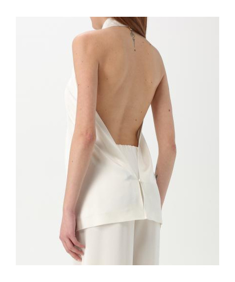 Stella Mccartney Halter Neck Velvet Top In White