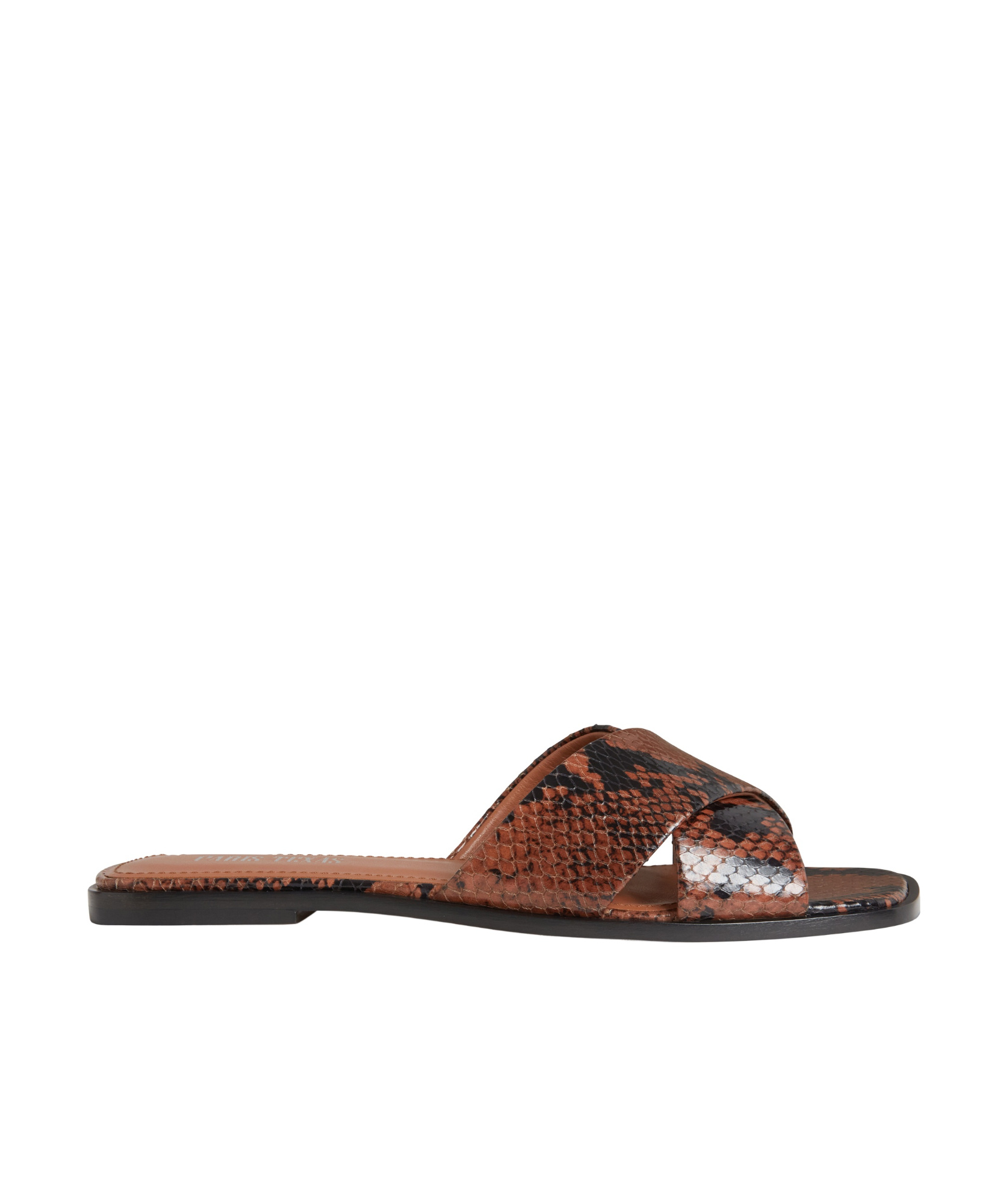 Paris Texas Snakeskin-effect Leather Slides In Brown
