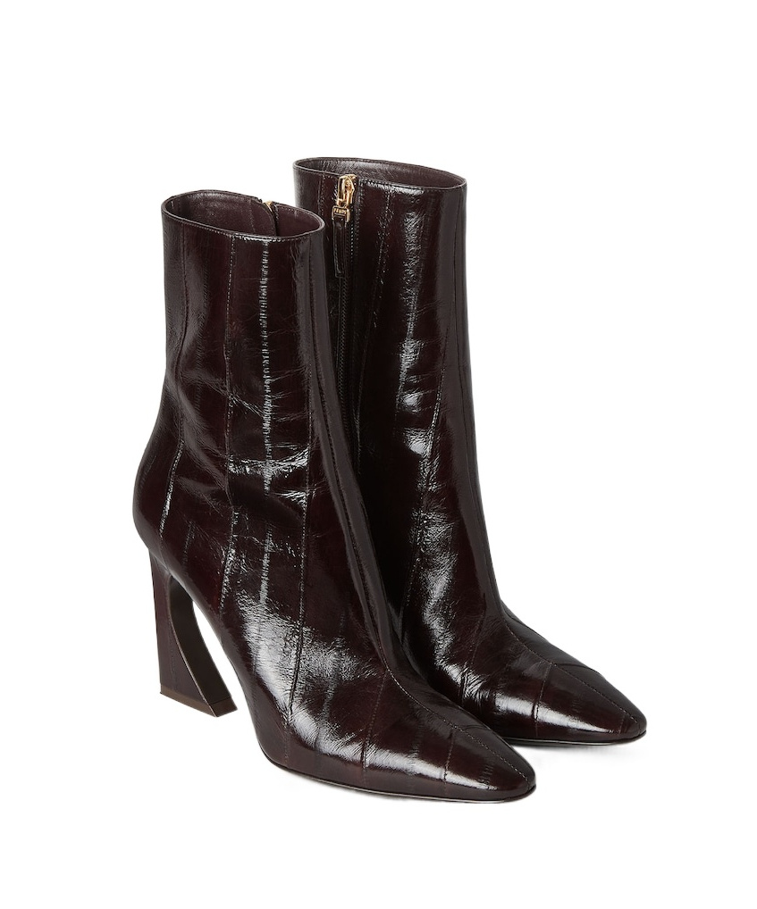 Fendi Brown Hagfish Leather Ankle Boots In Brown