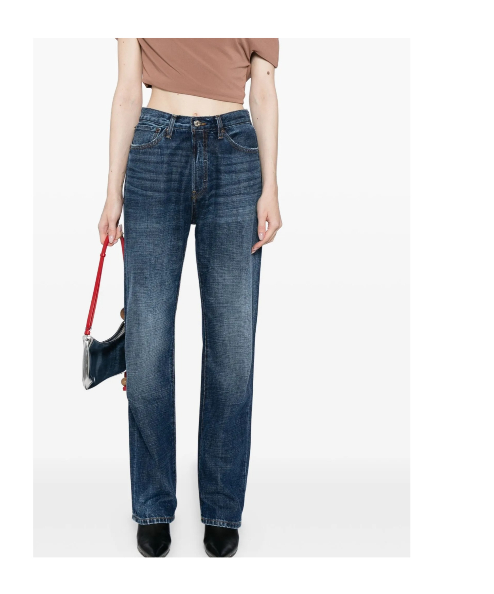 Aya Muse Straight Jeans With Buckle Clothing In Blue