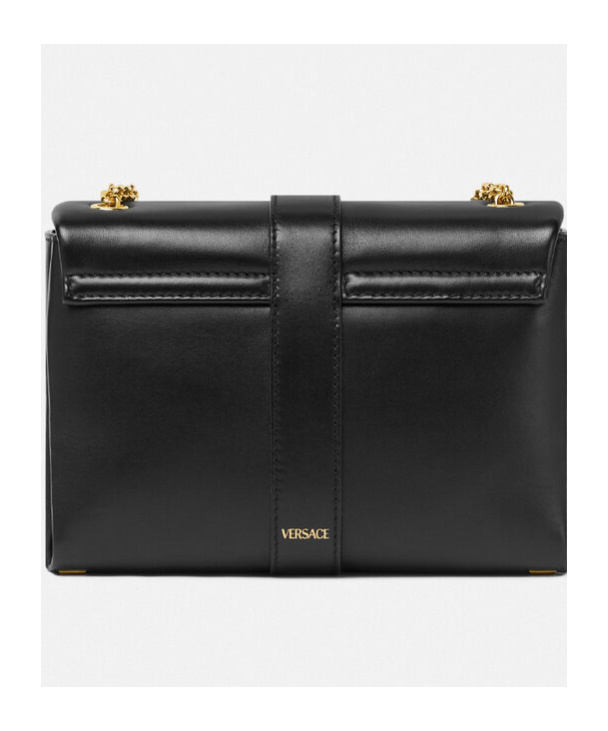 Versace Kleio Flap Leather Chain Shoulder Bag In Black