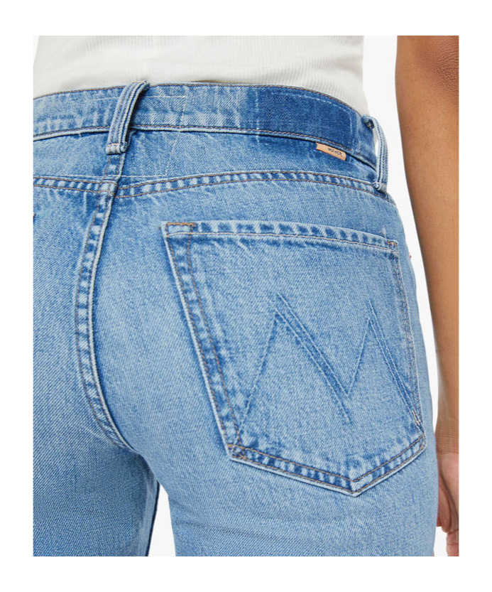 Mother Womens The Bookie Flood Straight-leg Flared Stretch-denim Blend Jeans Sow Surreal In Blue