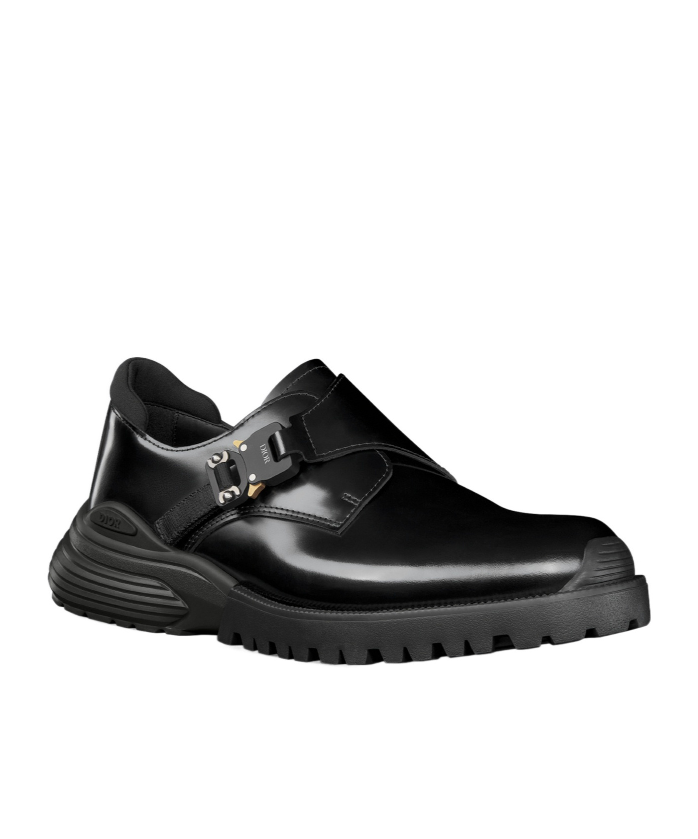Dior Men Mocassino Derby In Pelle Con Fibbia In Alluminio Con Dettaglio Logo In Black