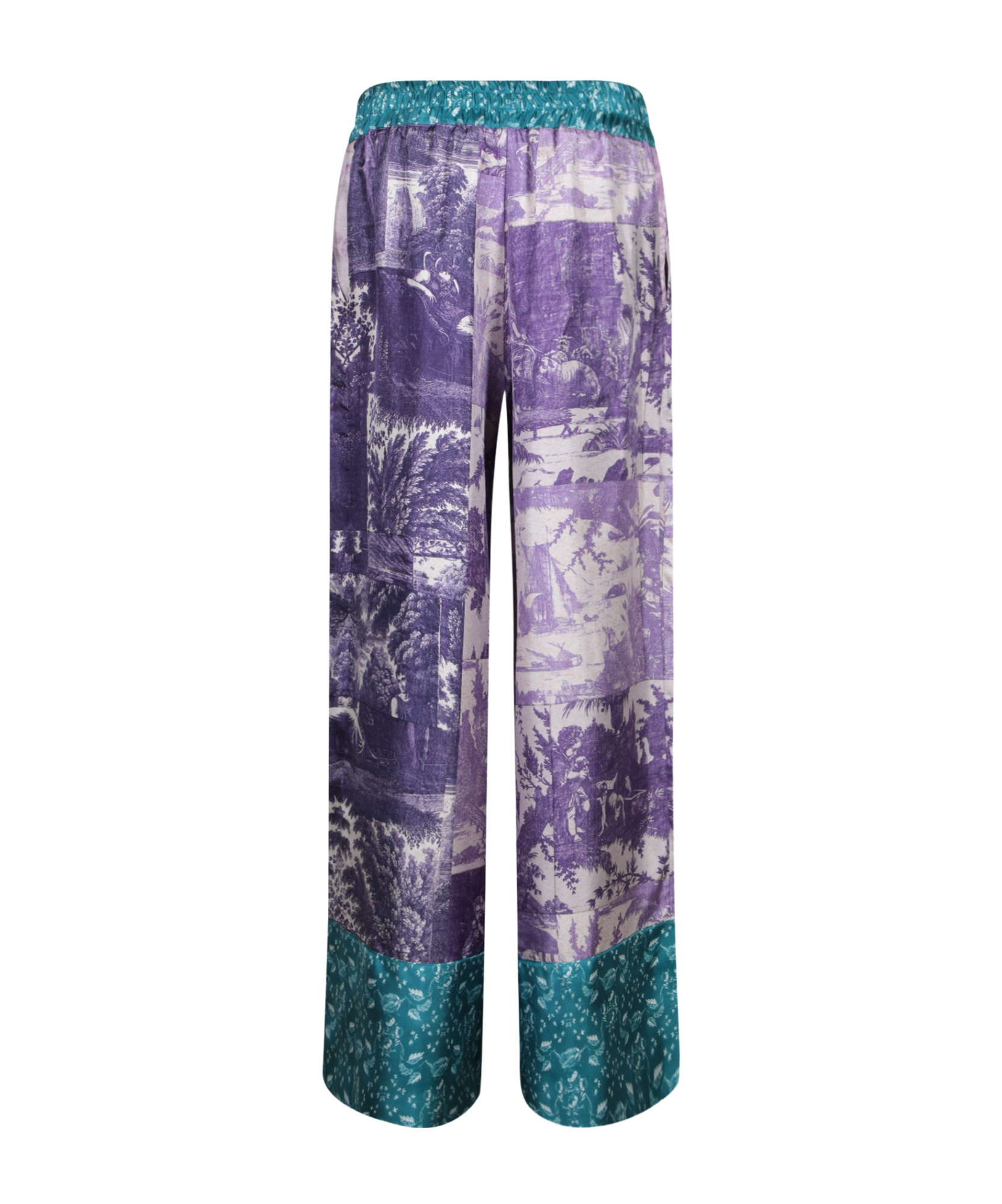 Pierre-louis Mascia Printed Silk Wide-leg Pants In Blue