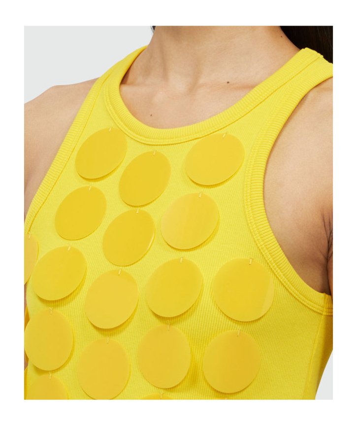 Msgm Top With Maxi Paillettes In Yellow