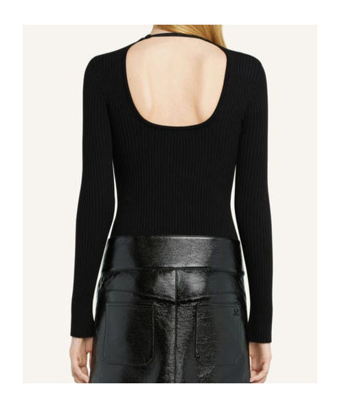 Shop Courrèges Lingerie-detailed Ribbed-knit Jumper In Black