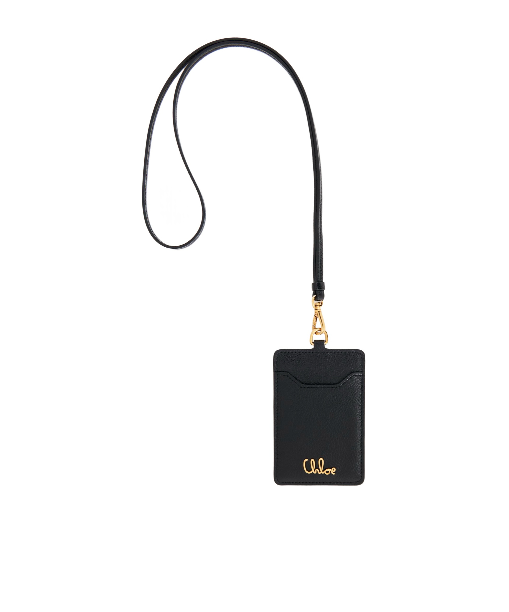 Chloé Iconic Pass Holder In Grained Leather In Black