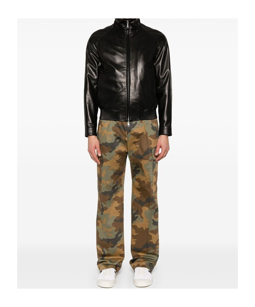 Shop Tagliatore Long-sleeved Leather Jacket In Black