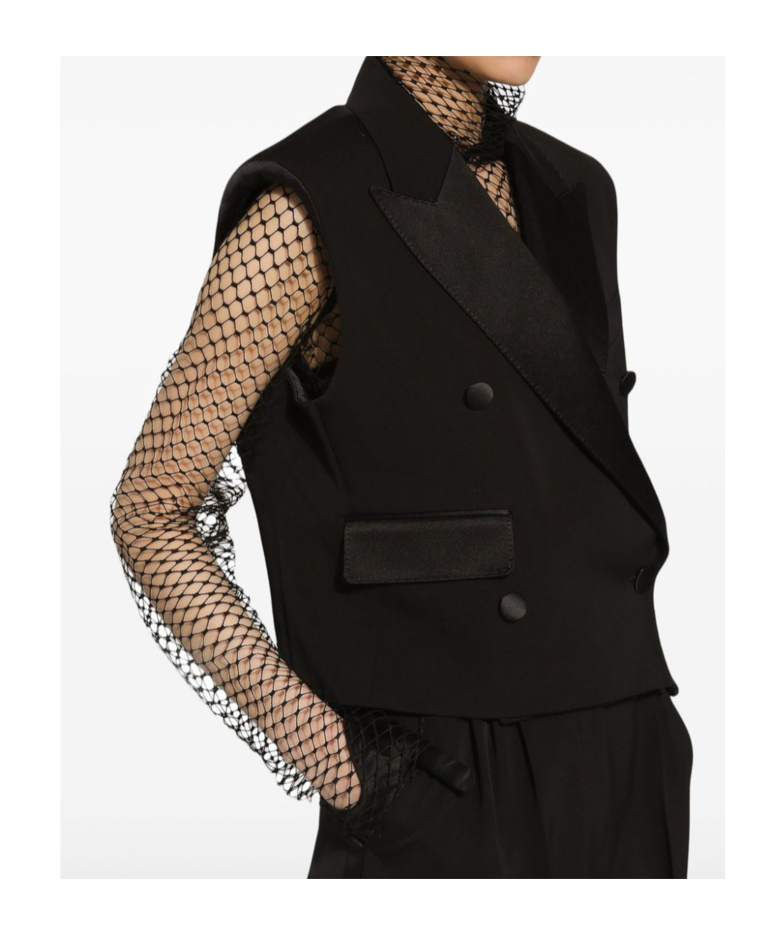 Dolce & Gabbana Tuxedo Gilet With Satin Peak Lapels In Black