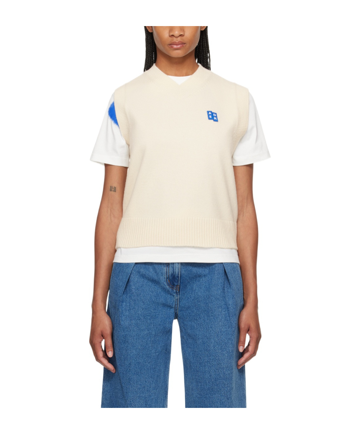 Ader Error Trs Tag Knitted Vest In White