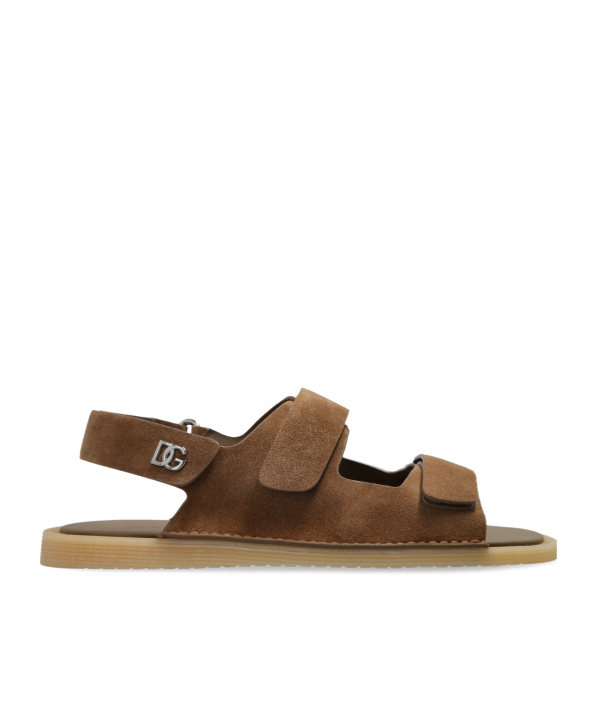 Dolce & Gabbana Touch Strap Leather Sneaker For Men In Brown