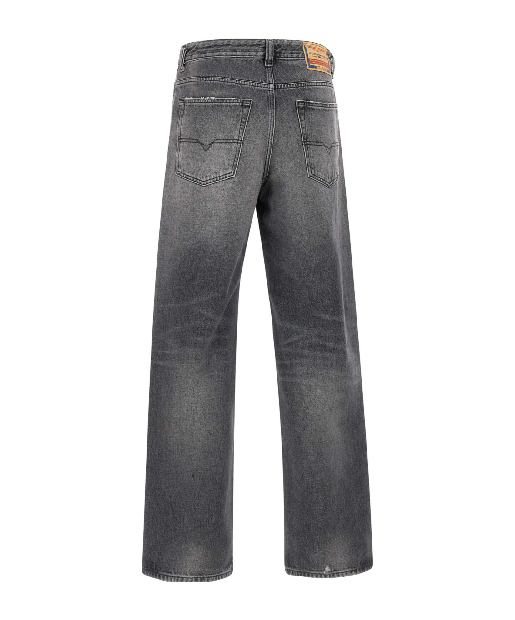Diesel Straight Trousers With Faded Effect And Belt Loops In Black