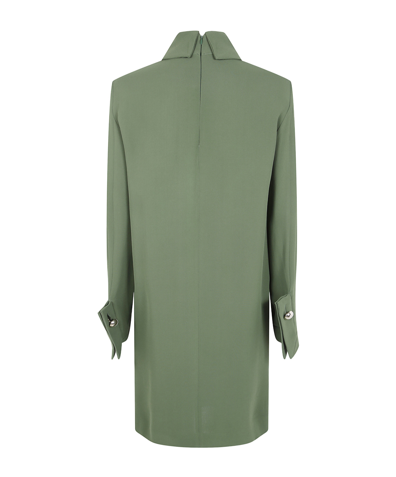 Semicouture Long Sleeve Dress Pointed Collar In Green