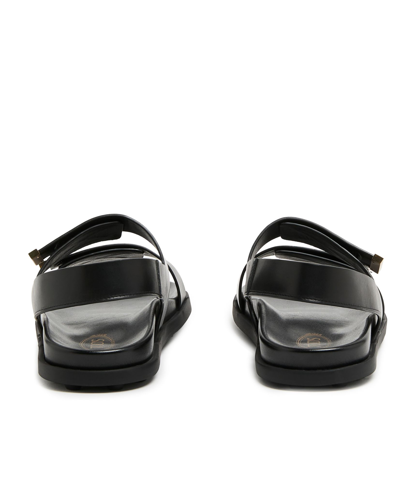 Shop Tod's Round Toe Flat Sandals In Black