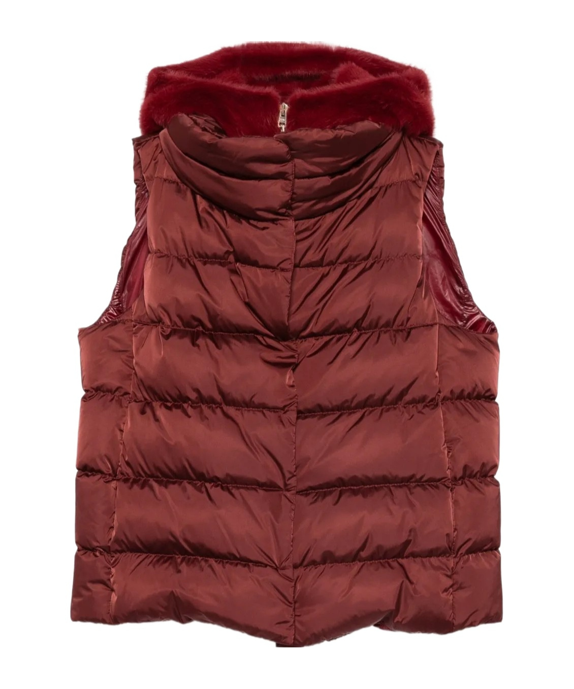 Herno Padded Vest Hood In Burgundy